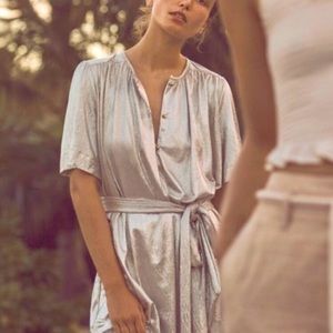Anthropologie silver metallic dress